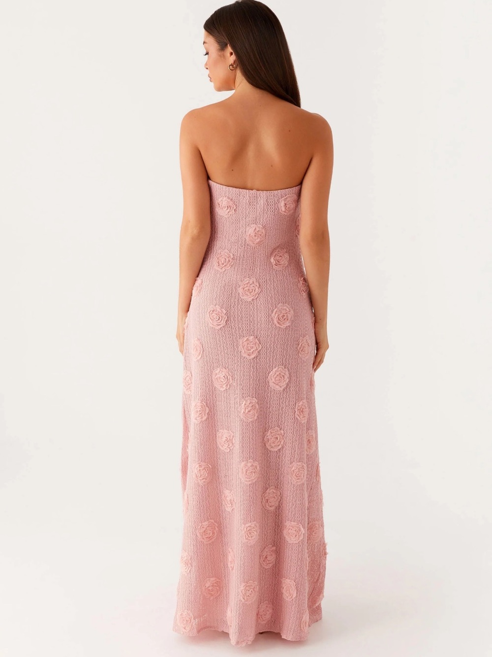 PEPPERMAYO Blush Pink Strapless Floral Knit Maxi Dress - Picture 2 of 2